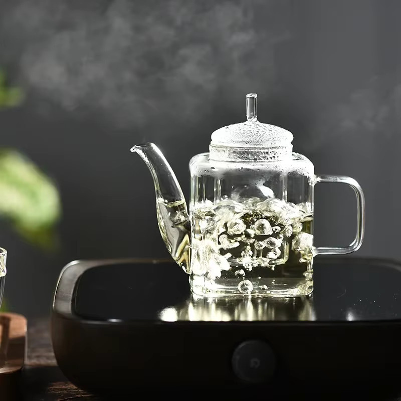 VINRITO Japanisches quadratisches Teeglas-Set mit Tee-Infuser, transparentes Glas, B/T/H: 12,0 x 12,8 x 12,0 cm - Bild 3