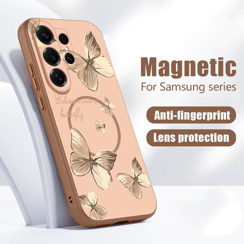 Magnetische Handyhülle mit Retro Schmetterling-Druck für Samsung Galaxy S26 S25 S24 S23 S15 A56 A55 A36 A37 A17 A16 A15 in Blau - Bild 5