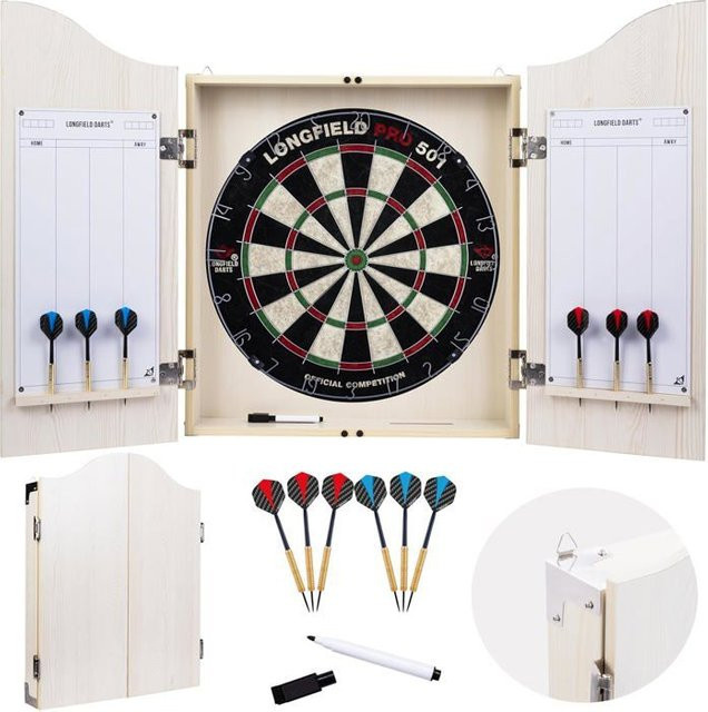 Matgames Dartset mit Holz-Pfeilschrank, Sisal-Dartscheibe, 2 Sätzen 18g Darts und abwischbaren Scoreboards in Multicolor - Bild 1