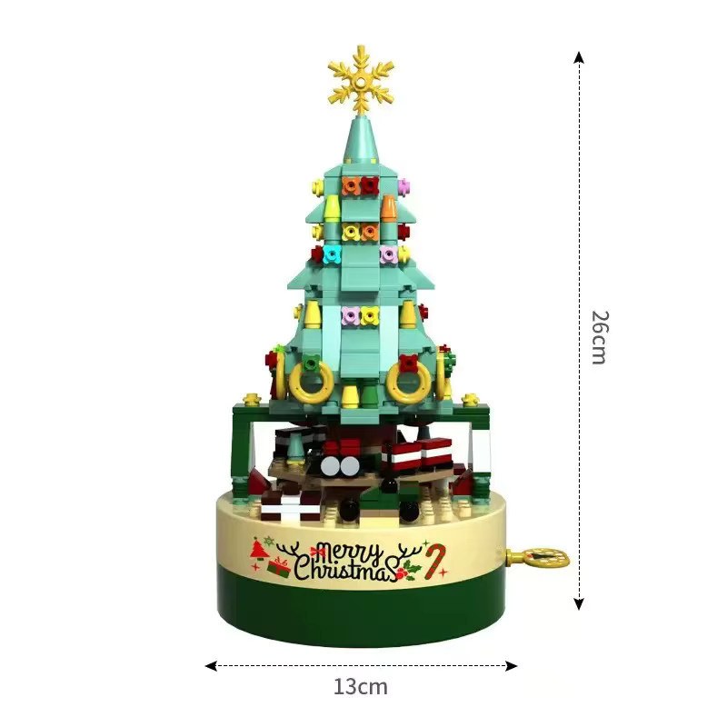 JAKI Weihnachten Spieluhr Desktop Ornament, Bausteine Baum Modell, Montage Spielzeug - Bild 4