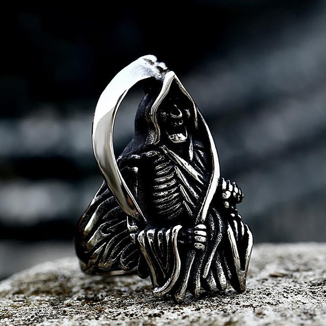 NORTHMAN Ring Totenkopf, Edelstahl, Silber, Herren, Vintage - Bild 1