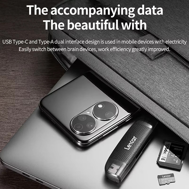 Lexar 2-in-1 USB 3.2 Kartenleser mit USB-A und USB-C für SD- und Micro-SD-Karten in Schwarz - Bild 5