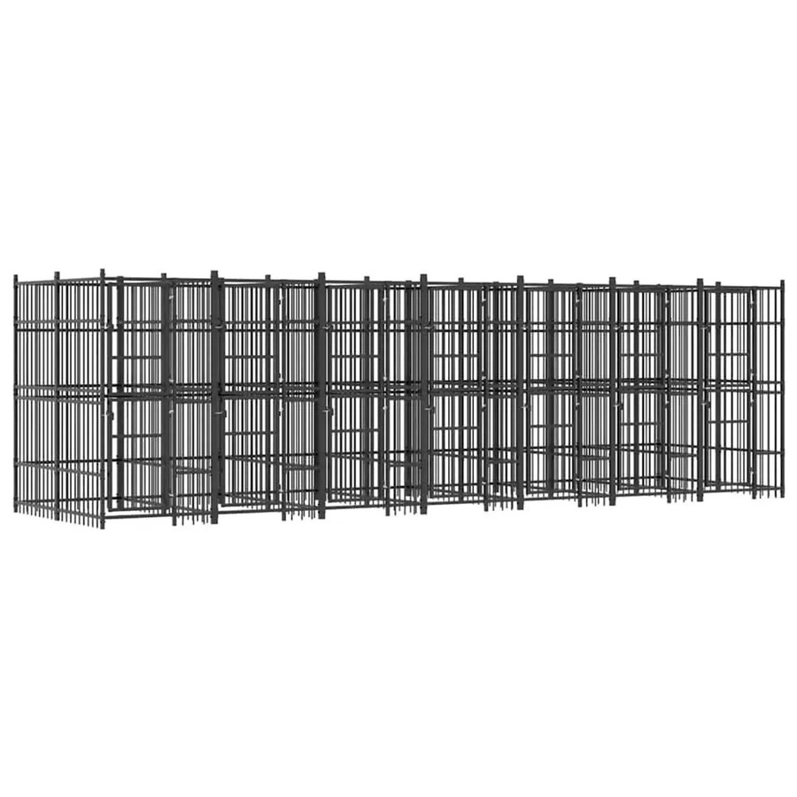 vidaXL Outdoor-Hundezwinger aus Stahl in Schwarz Matt mit 12,9 m² Fläche - Bild 2