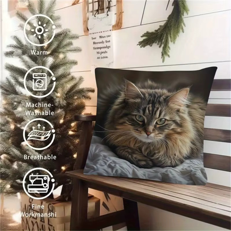 VIKAMA Maine Coon Katzen Kissenbezug, Mehrfarbig, Breite: 30 cm, Höhe: 30 cm - Bild 4
