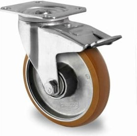 CASCOO Lenkrolle Serie AAB5 mit Totalfeststeller und Doppelkugellager, Durchmesser: 125 mm, Farbe: Silber - Bild 1