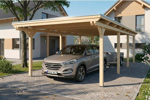 SKANHOLZ Carport Emsland aus Fichte mit EPDM-Dach in Beige, B: 402 cm, T: 846 cm - Bild 1