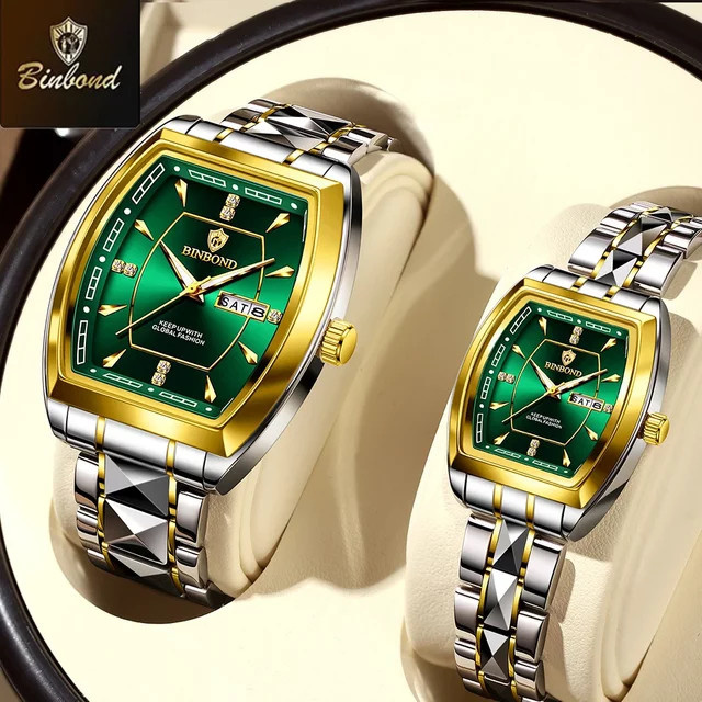 BINBOND Armbanduhr Edelstahl, Quarz, Datum, Wochentag, Unisex - Bild 1