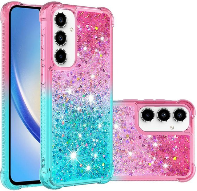 HKNR Stoßfeste Handyhülle mit glitzerndem zweifarbigen Treibsand-Effekt für Samsung Galaxy A57 A37 A27 A17 A07 A56 A36 A26 A16 A06 A55 A35 A25 A15 A05 A04e in Multicolour und Transparent - Bild 1