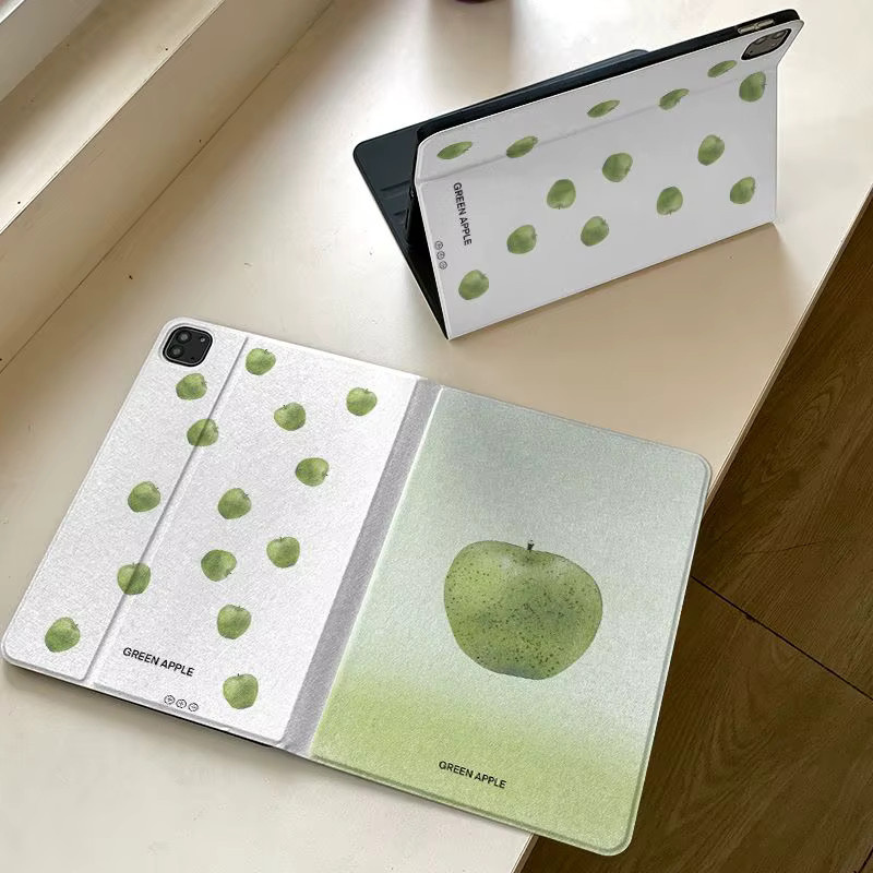 iPad Hülle mit grünem Äpfelmuster für Apple iPad Pro 10/11 Zoll und iPad Air 3/4/5 Generation in Grün und Weiß - Bild 4