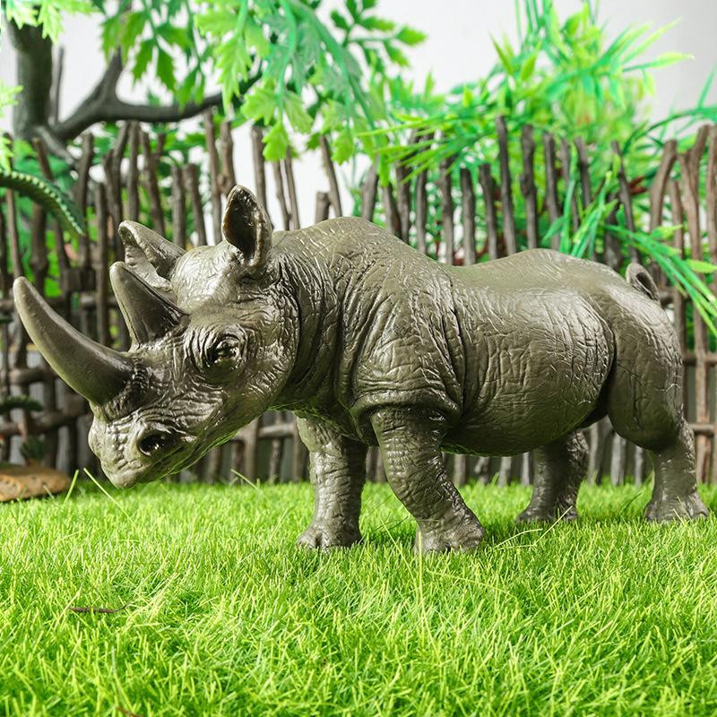 Oenux Wildtiermodell Nashorn Flusspferd Lernspielzeug aus PVC ab 3-6 Jahre - Bild 2
