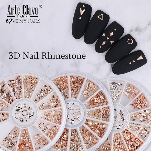 Arte Clavo Nail Art 3D Dekoration, Metall, Silber Roségold - Bild 1