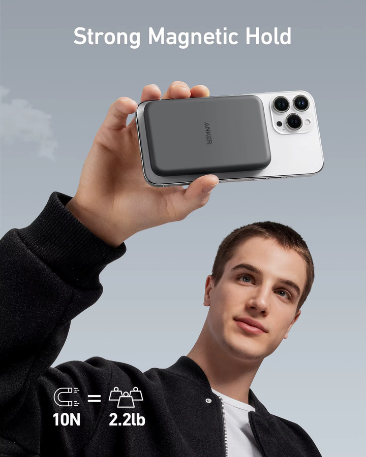 Anker MagGo 621 Magnetische Powerbank 5000 mAh Kabelloses Ladegerät Schwarz mit USB-C - Bild 3