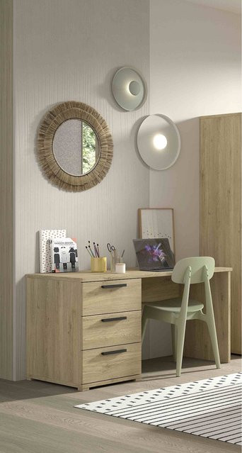 SAM Schreibtisch von vipack in Eiche, braun, B/T: 140 x 65 cm - Bild 1