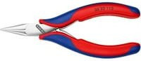 Knipex Elektronik-Greifzange mit durchgestecktem Gelenk und Mehrkomponenten-Hüllen, Farbe: rot-blau-mehrfarbig - Bild 1
