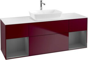 V&B Waschtischunterschrank Finion mit Wandbeleuchtung, Farbe Anthrazit lackiert, B: 160 cm, T: 50,1 cm, H: 50,1 cm - Bild 1