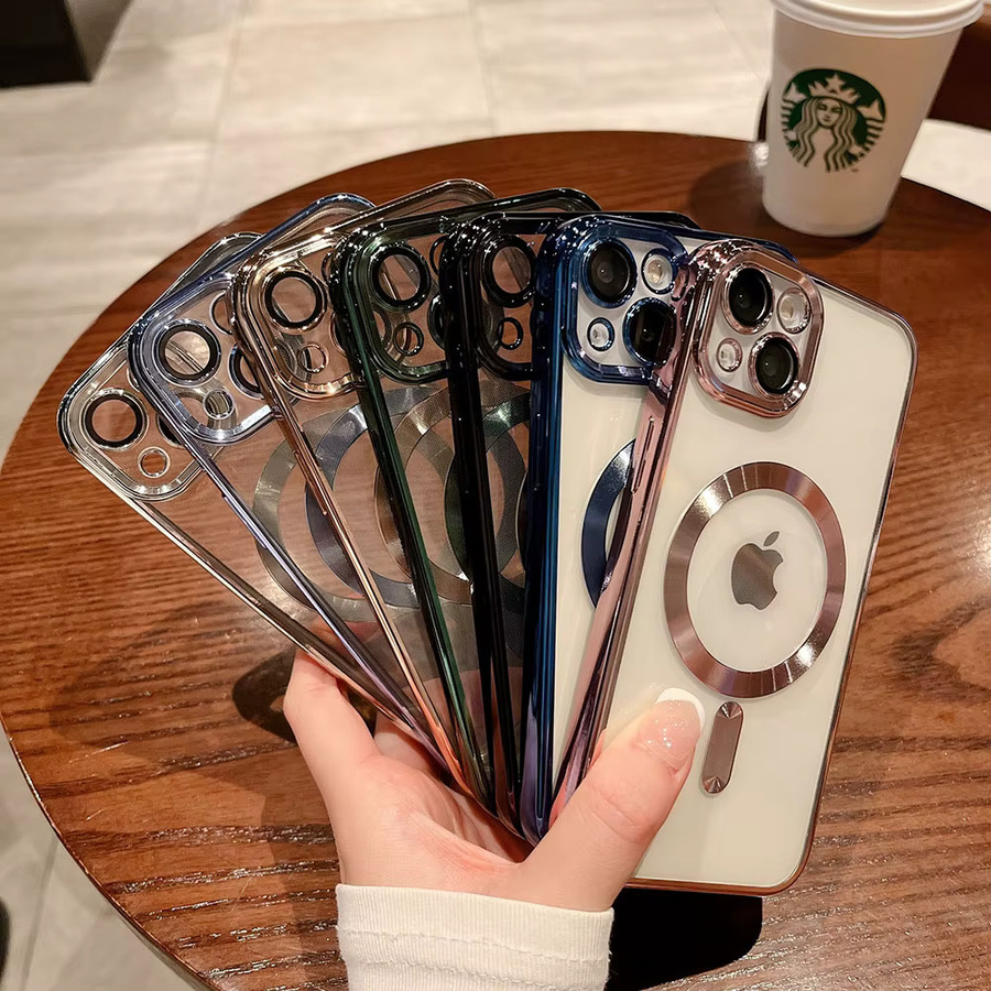 Caynes Magnetische Acryl Schutzhülle für iPhone 13 12 11 14 Pro Max Plus Transparent und Stoßfest - Bild 2