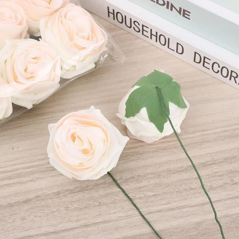 30 Stück künstliche Rosen aus Schaumstoff in Rot und Weiß für DIY-Hochzeitssträuße und Dekoration von YTO Household items - Bild 1