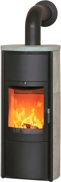 Hark Kaminofen Keno ECOplus in Schwarz mit Naturstein in Grau mit 7 kW Leistung und Automatikfunktion - Bild 1