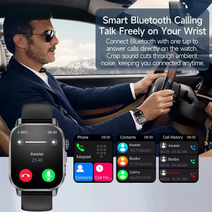 KULANNDER Smartwatch für Männer mit EKG+PPG Gesundheits-Diagnose, Blutdruck- und Körperanalyse sowie NFC in Schwarz - Bild 4
