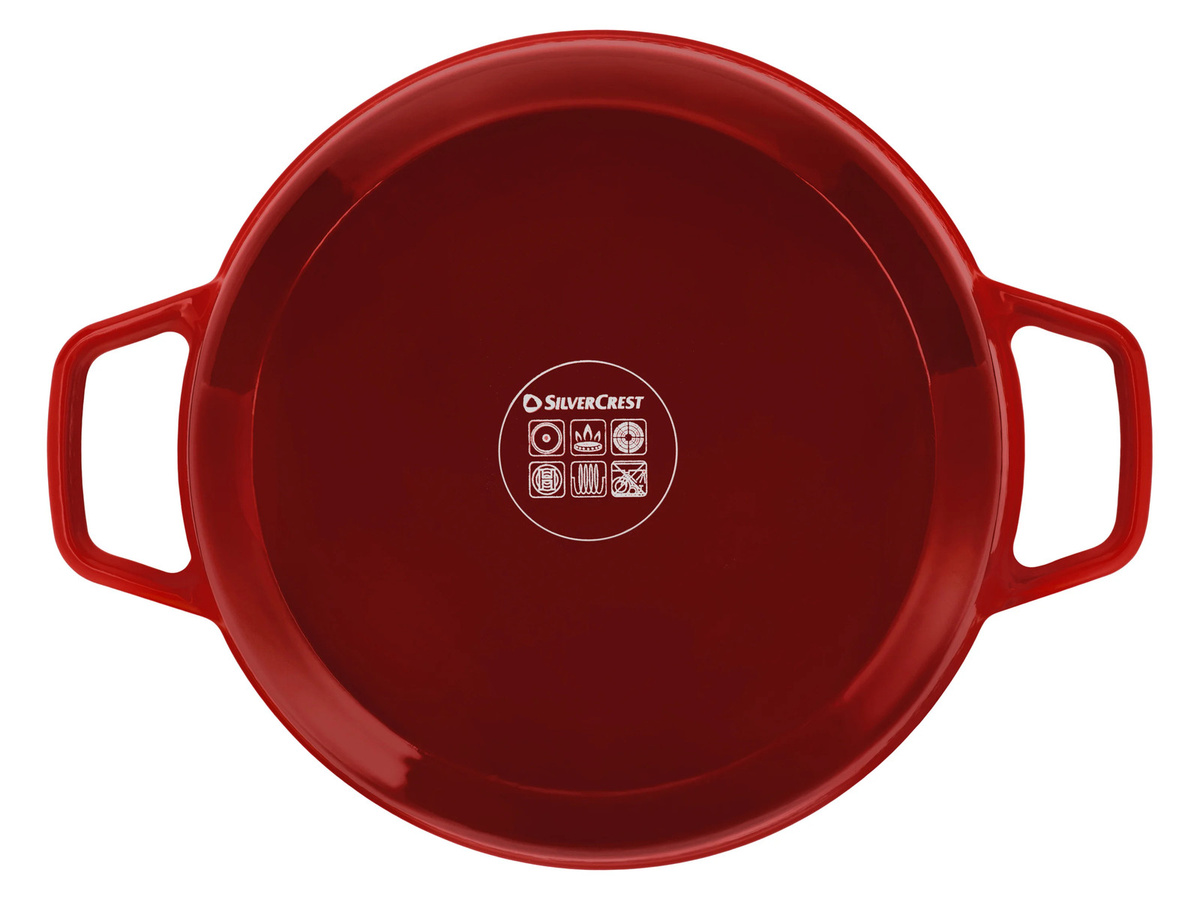 SILVERCREST Premium Gusseisentopf mit Emaille in Rot, Durchmesser: 25 cm - Bild 3