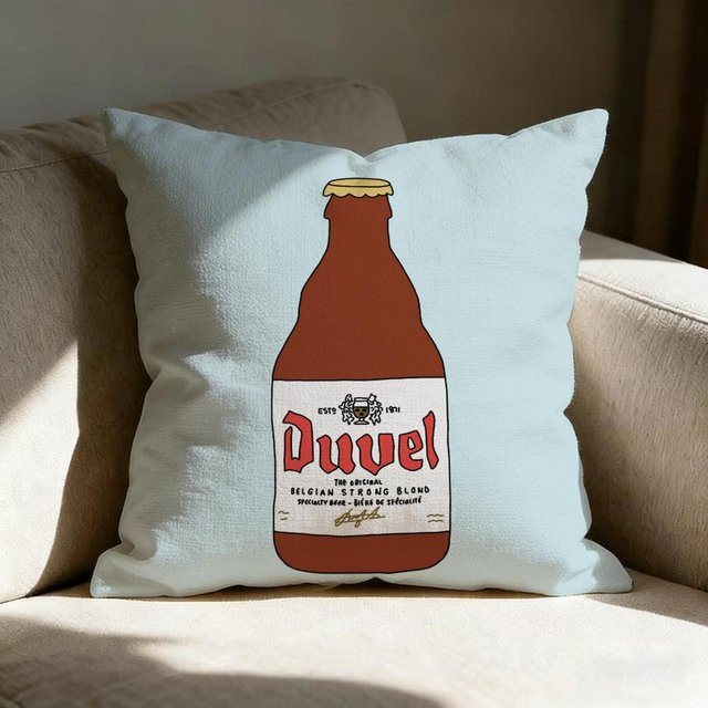 JMG Clothing Kissenbezug D-Duvel Bier beidseitig bedruckt, Farbe: Weiß, B/T/H: 40 x 40 x 0 cm - Bild 1