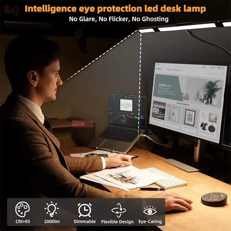TLEDMP LED-Schreibtischlampe in Schwarz mit Klemme und Fernbedienung, verstellbare Architekt-Schreibtischleuchte aus Metall für Büro und Arbeitszimmer - Bild 5