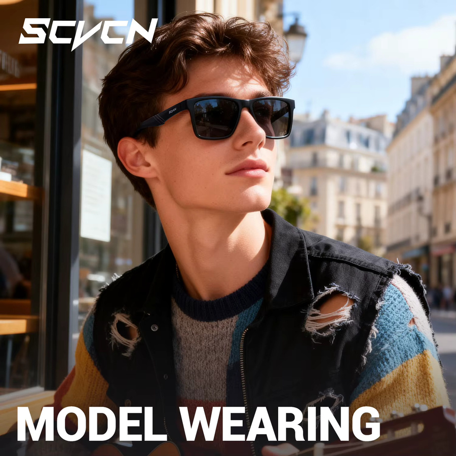 SCVCN Sonnenbrille, Vollrand, Square, Kunststoff, Schwarz, polarisiert - Bild 3