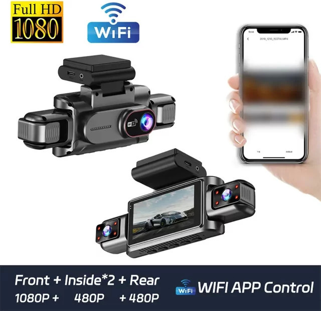 BAJEAL Dashcam Full HD 1080P mit 360 Grad Weitwinkel, Nachtsicht und 24-Stunden-Parküberwachung in Schwarz - Bild 1