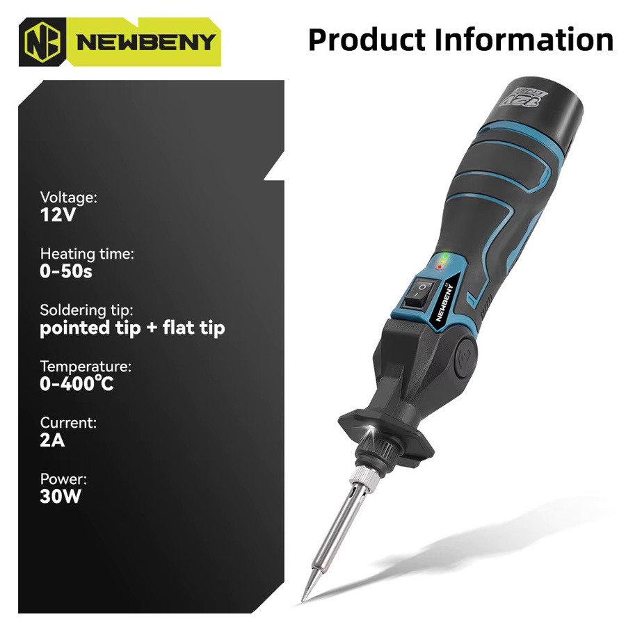 NEWBENY Schnurlose elektrische Lötkolbenpistole 30 W mit Entlötsauger für 12 V-Batterien - Bild 2