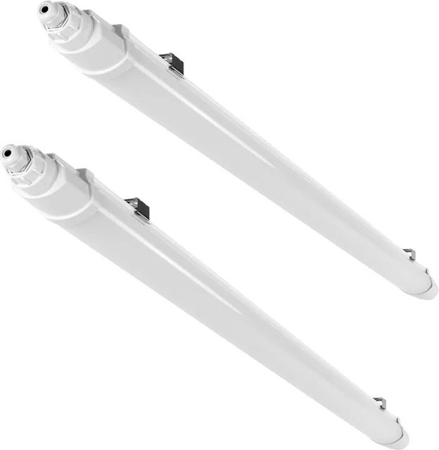 ENOVALITE 2er-Set LED Feuchtraumleuchte in Weiß, 48W, 5760lm, 4000K, IP65, IK06, durchschleifbar, Länge: 150 cm - Bild 1