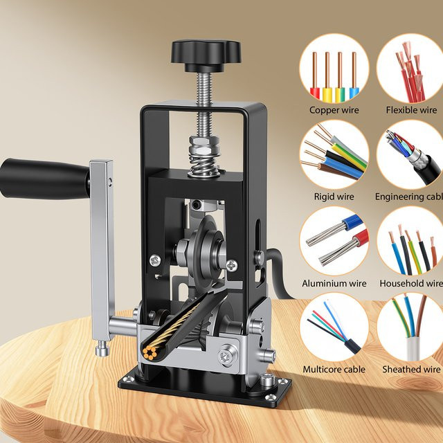 Manuelle und mit Bohrmaschine betriebene Drahtabisoliermaschine für 2-25mm Kabel und Kupferdraht-Recycling in Schwarz - Bild 1