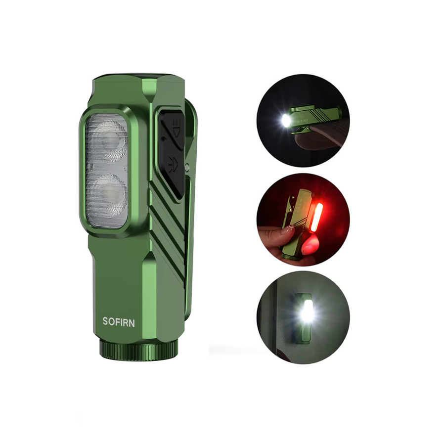 SOFIRN Mini ST10 EDC-Taschenlampe mit 1000 Lumen, Rotlicht, USB-C wiederaufladbar und Magnetischem Endstück in Grün - Bild 7