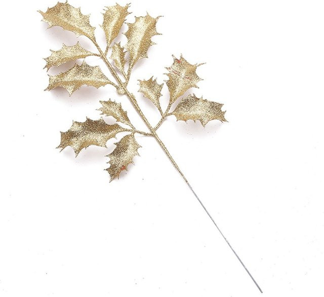 Tooarts Weihnachtsbaumanhänger mit Glitzer-Blättern in Beige und Gold - Bild 1