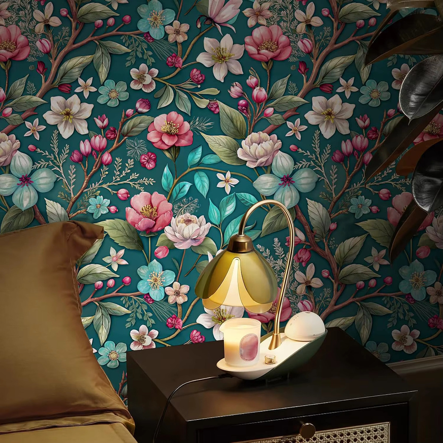 Selbstklebende Blumen-Tapete von Meihodan in Grün, modernes strukturiertes Vinyl-Kontaktpapier zum Abziehen und Aufkleben - Bild 2