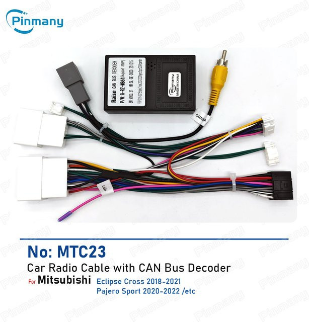 Pinmany Autoradio-Kabelbaumadapter MTC23 mit CAN-Bus und Rockford Audio-Decoder für Mitsubishi Pajero Sport und Eclipse Cross, Schwarz - Bild 1