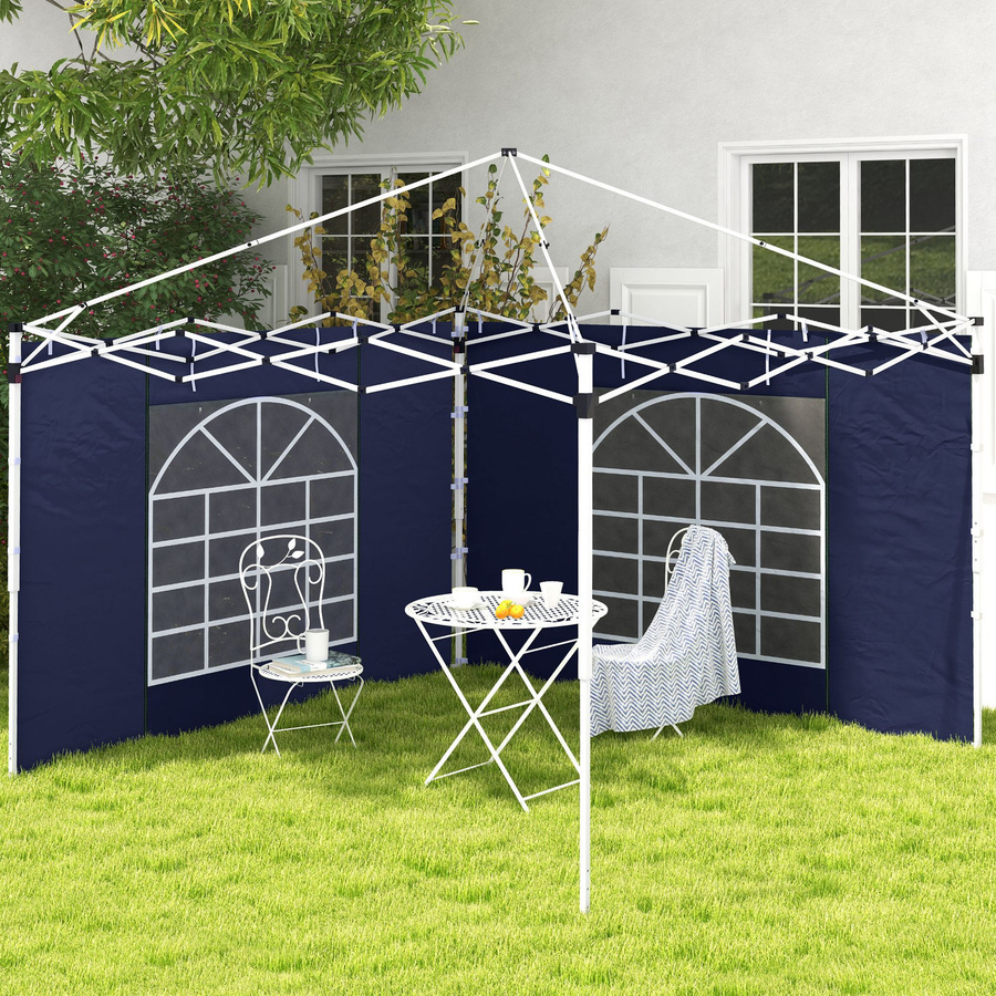 Outsunny Ersatz-Seitenwände für Pavillon 3x3m und 3x6m mit Fenster und Tür aus Oxford-Material in Blau - Bild 2