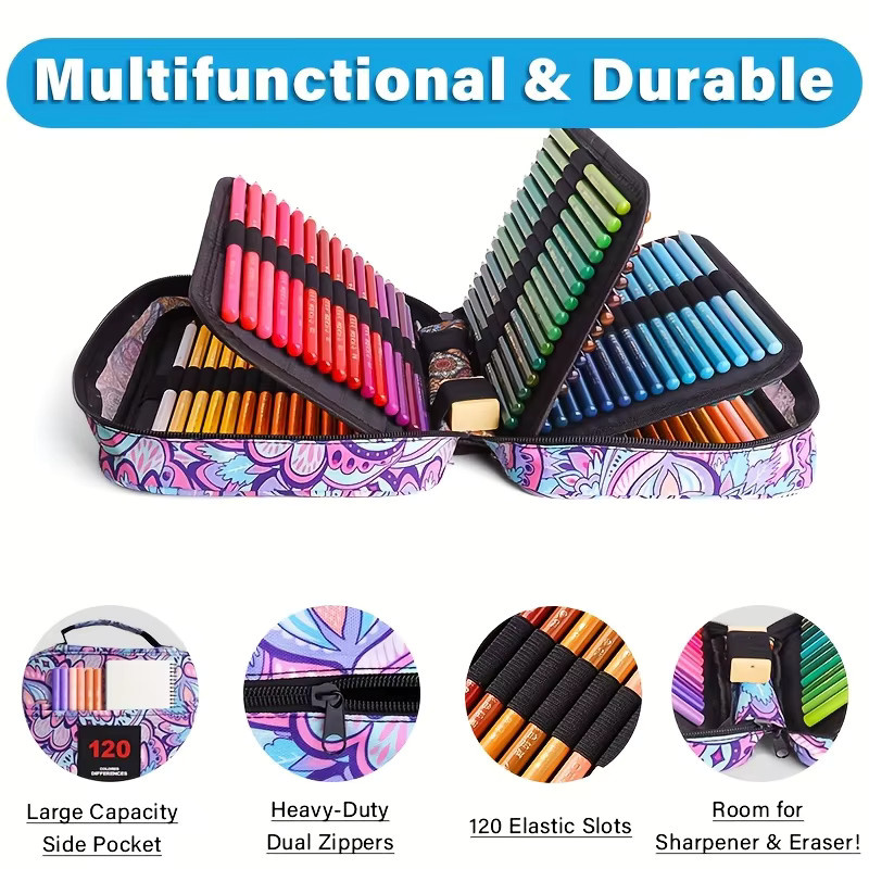100 Farben Buntstift-Set mit Ölbasierte Weichkern Buntstifte und tragbarer Stiftetui-Organizer in Multicolour - Bild 2