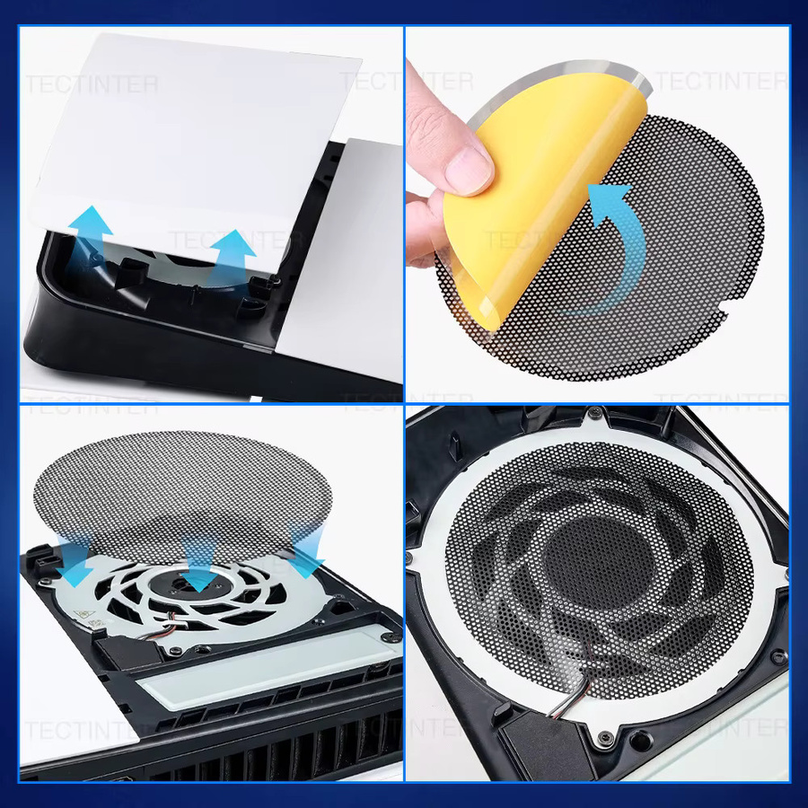 4 Stück Staubfilternetz für PS5 Slim und Pro von TECTINTER in Schwarz, atmungsaktive staubdichte Netzabdeckung für deine Playstation 5 Gaming-Konsole - Bild 2