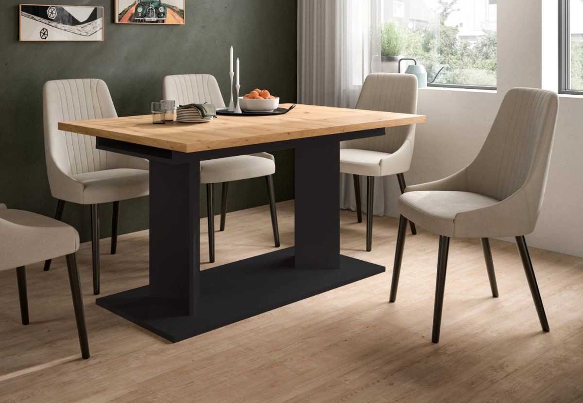 Esstisch Anton von Inn.Furn aus Eiche und Metall, ausziehbar, Braun und Schwarz, B: 140 cm bis 220 cm, H: 76 cm, T: 90 cm - Bild 3
