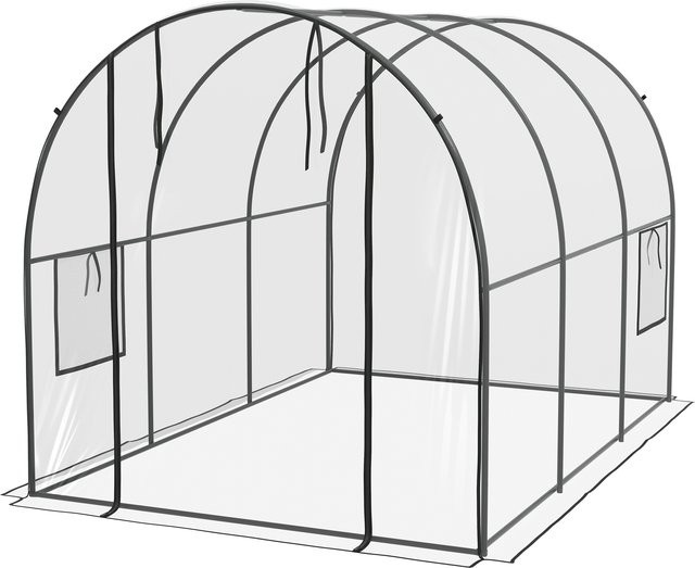 Outsunny Garten-Tunnelgewächshaus mit verstärktem Rohrrahmen und transparentem Material, B: 3,0 m, T: 2,0 m, H: 2,0 m - Bild 1