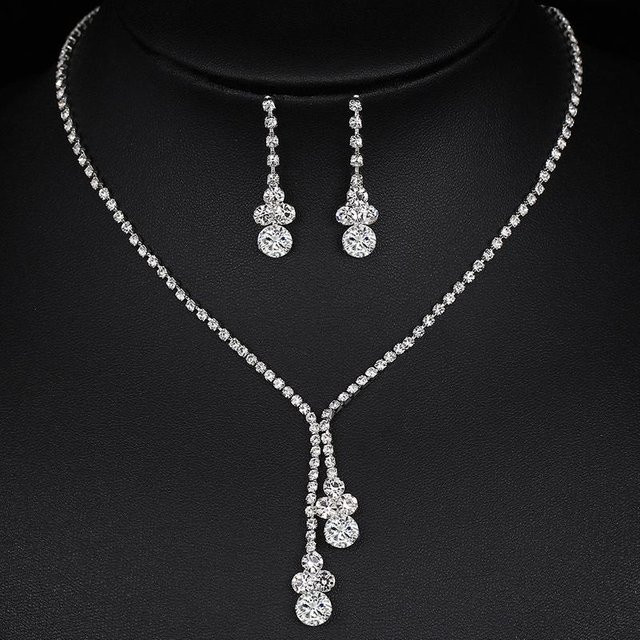 Schmuck-Set Halskette und Ohrringe, Silber, Zirkonia, Damen - Bild 1
