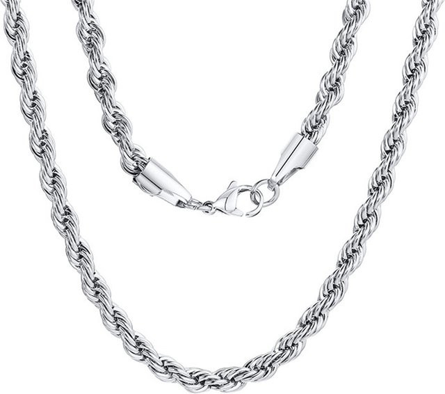 Halskette Twisted Seil Kette, Edelstahl, Silber, Unisex - Bild 1