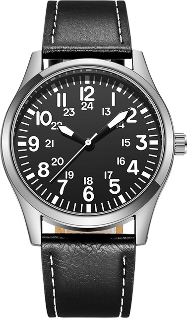 TPW Analoguhr, Edelstahl, Leder, Schwarz, 42 mm, Unisex - Bild 1