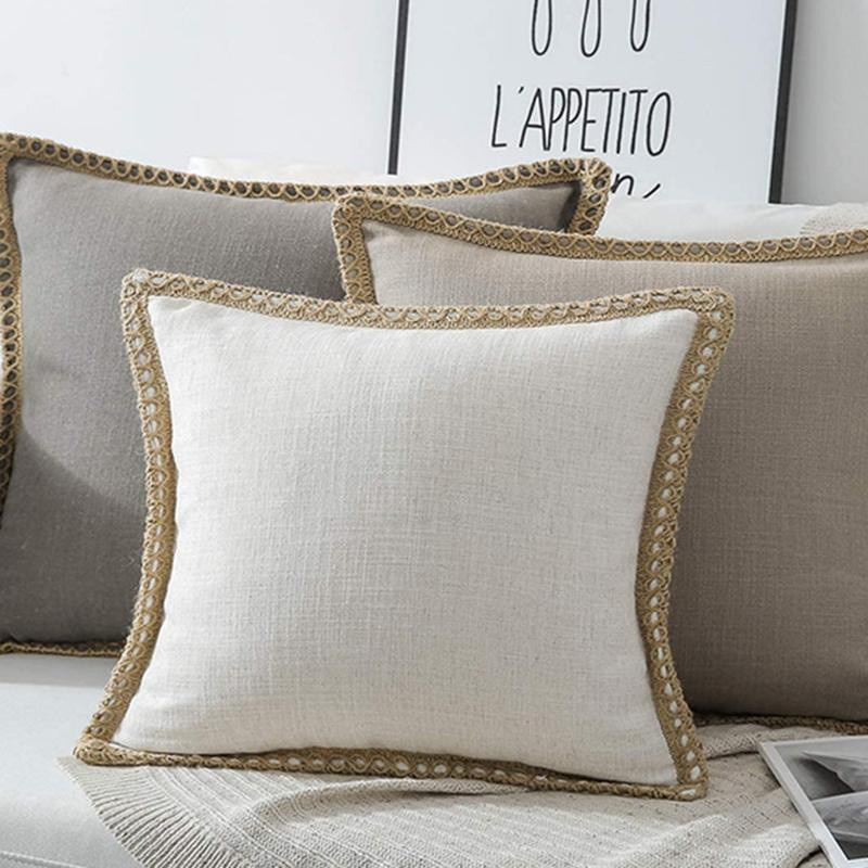 Yiran Furniture Kissenbezug aus Leinen in Beige mit Hanfseil-Umwicklung, B/B/B: 45 x 45 x 45 cm - Bild 2