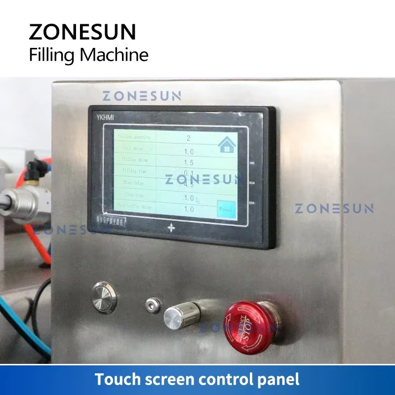 ZONESUN ZS-DTYT2 Automatische pneumatische Pastenfüllmaschine für Shampoo, Honig, Flüssigkeiten und Kosmetik in Silber - Bild 3