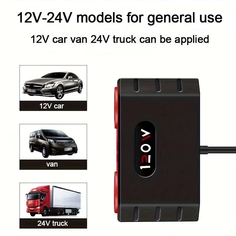 Baideluo Auto One Tow Four Multifunktions-Autoadapter mit USB-A und USB-C Ladegerät für 12-24V in Schwarz - Bild 4