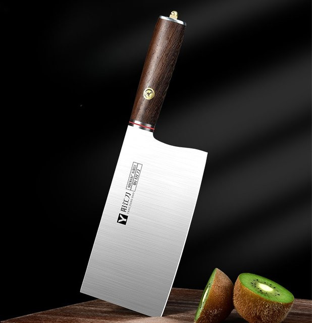 Professionelles chinesisches Küchenmesser Cleaver von PLYS in Silber mit Holzgriff - Bild 1