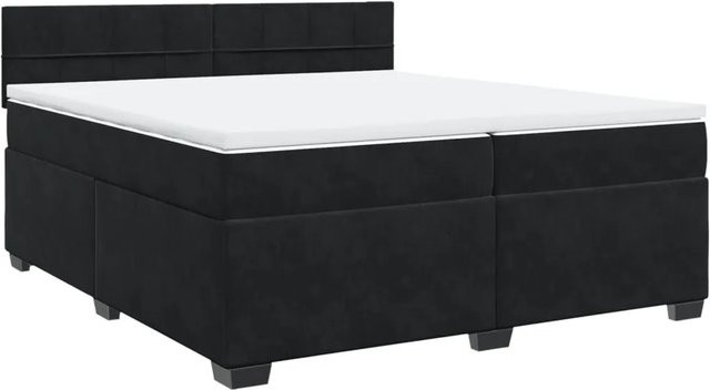 vidaXL Boxspringbett mit Matratze in Schwarz aus Samt mit Taschenfederkern und Hybrid-Technologie B/T: 200 x 200 cm - Bild 1