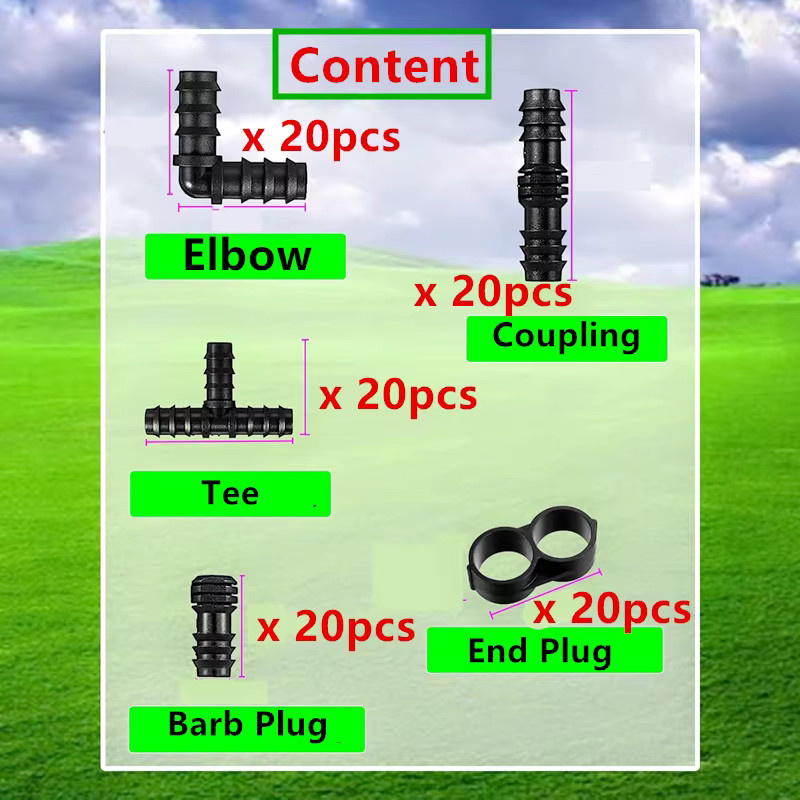 Nongjiale Gartenbewässerungsschlauch Reparatur- und Verlängerungsset in Schwarz für 1/2 Zoll und 16 mm Schläuche mit Verbindern, Kupplungen, T-Stücken, Winkelstücken und Steckern - Bild 2
