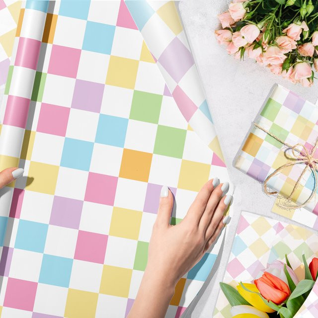 Buntes Gingham-Seidenpapier für Geschenkverpackungen und Partydekoration, B/B: 35 x 50 cm - Bild 1